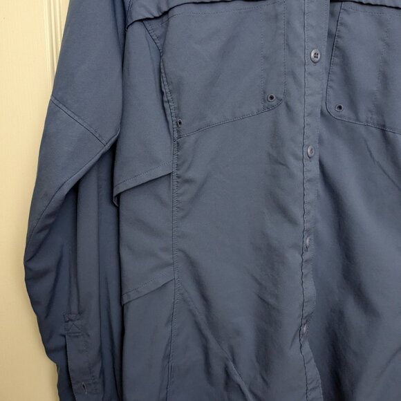 Columbia Omni-Shield PFG Blood and Guts Blue Long Sleeve Vented Fishing Shirt - Picture 9 of 14
